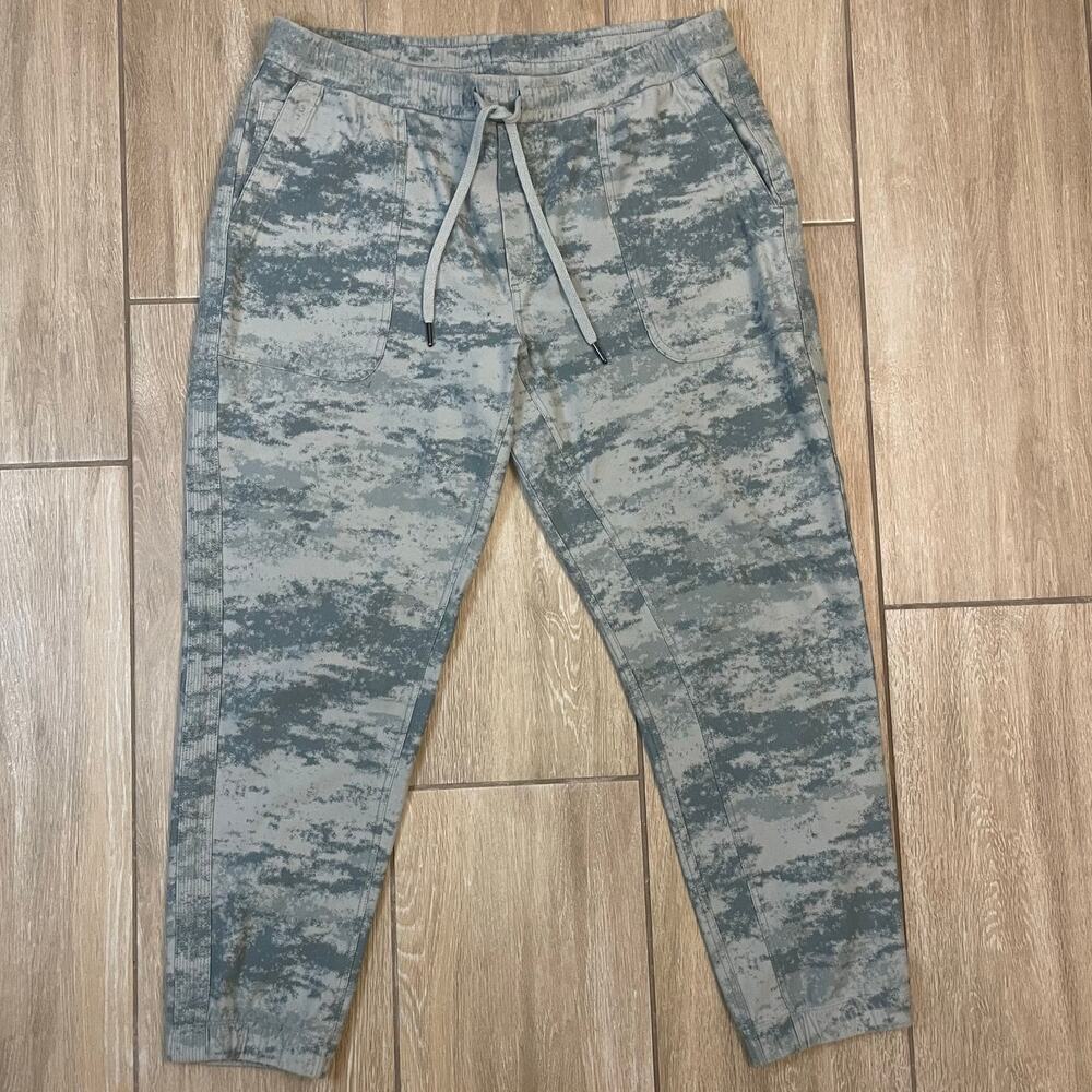 Athleta Farallon Jogger Womens Large Green Gray Tie Dye Drawstring Lounge Pants